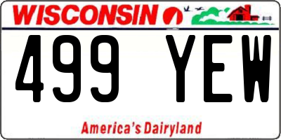 WI license plate 499YEW