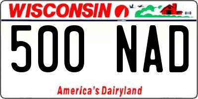 WI license plate 500NAD