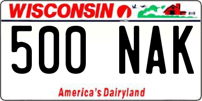 WI license plate 500NAK