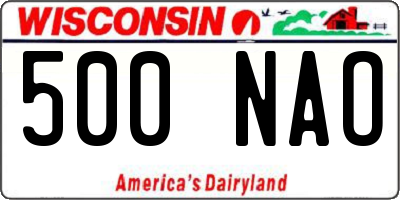 WI license plate 500NAO