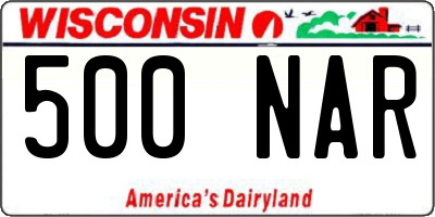 WI license plate 500NAR