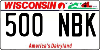 WI license plate 500NBK