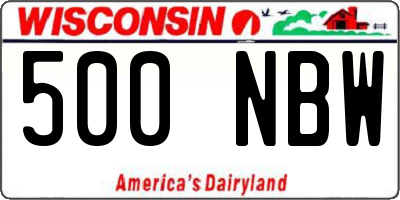 WI license plate 500NBW