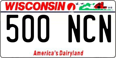 WI license plate 500NCN