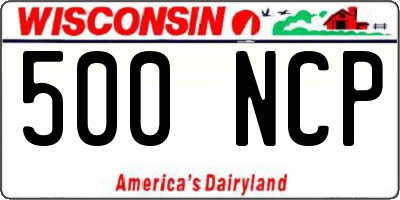 WI license plate 500NCP