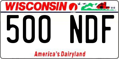 WI license plate 500NDF