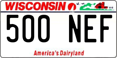WI license plate 500NEF