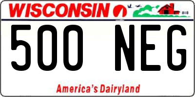 WI license plate 500NEG
