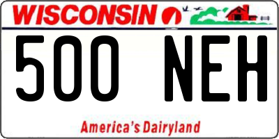 WI license plate 500NEH