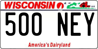 WI license plate 500NEY