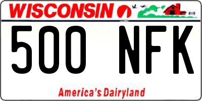 WI license plate 500NFK