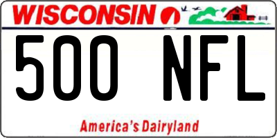 WI license plate 500NFL