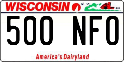 WI license plate 500NFO