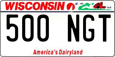WI license plate 500NGT