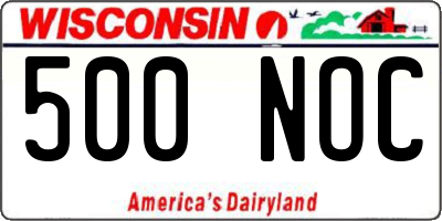 WI license plate 500NOC