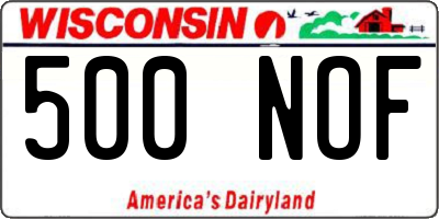 WI license plate 500NOF