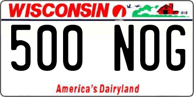 WI license plate 500NOG