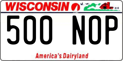 WI license plate 500NOP