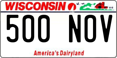 WI license plate 500NOV
