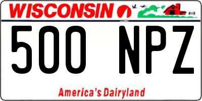 WI license plate 500NPZ