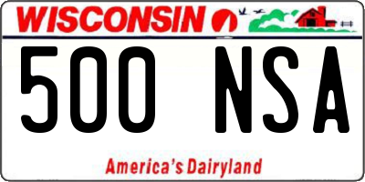 WI license plate 500NSA