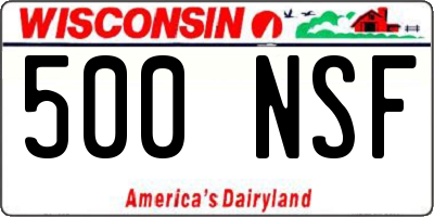 WI license plate 500NSF