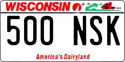 WI license plate 500NSK