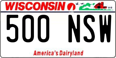 WI license plate 500NSW