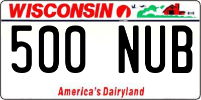 WI license plate 500NUB