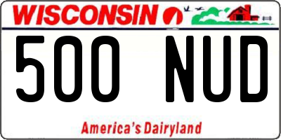 WI license plate 500NUD