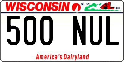 WI license plate 500NUL