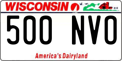 WI license plate 500NVO
