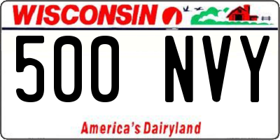 WI license plate 500NVY
