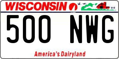 WI license plate 500NWG