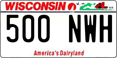 WI license plate 500NWH