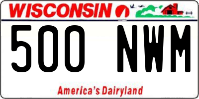 WI license plate 500NWM