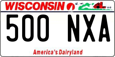 WI license plate 500NXA