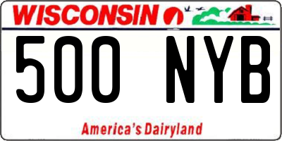 WI license plate 500NYB