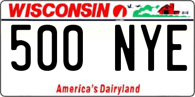 WI license plate 500NYE