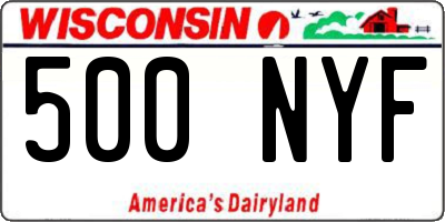 WI license plate 500NYF