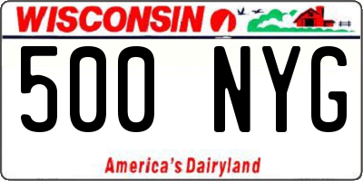 WI license plate 500NYG