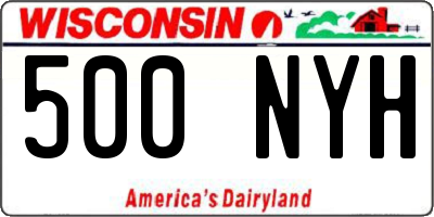 WI license plate 500NYH