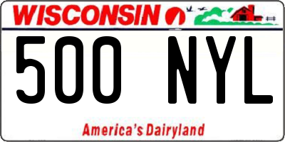 WI license plate 500NYL