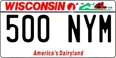 WI license plate 500NYM