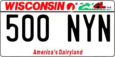 WI license plate 500NYN