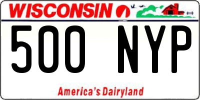 WI license plate 500NYP