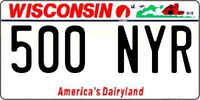 WI license plate 500NYR