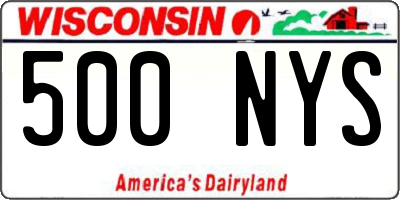 WI license plate 500NYS