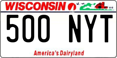 WI license plate 500NYT