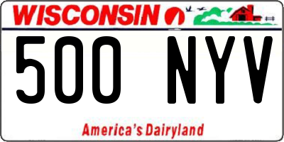 WI license plate 500NYV